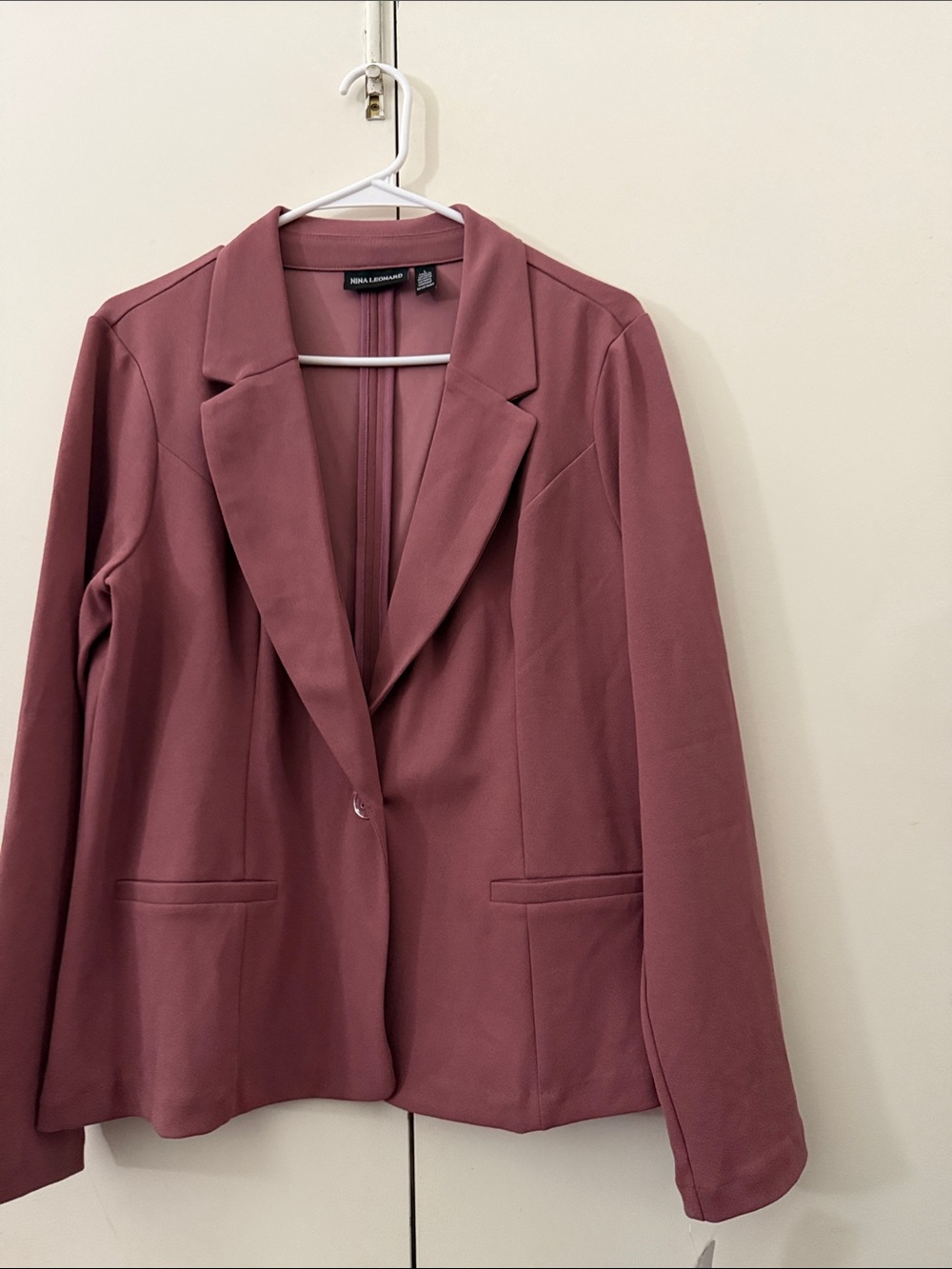 Nina Leonard Mauve Single-Button Blazer